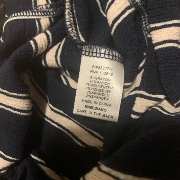 Love Tree Navy and Cream Striped Garment Romper - Picture 9 of 10